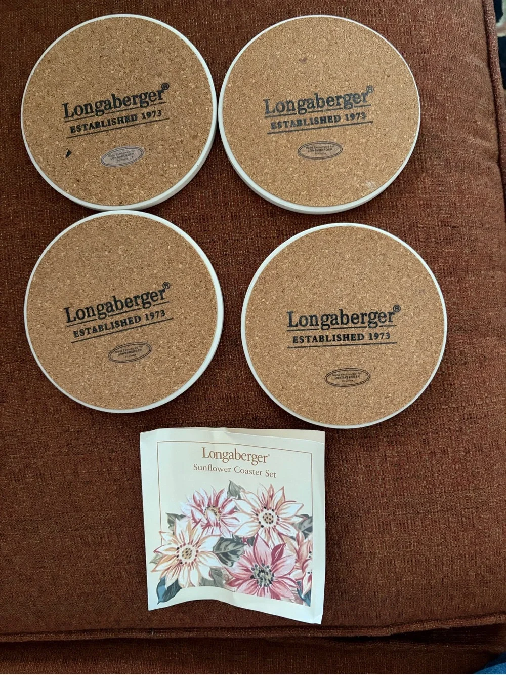 NEW Longaberger Sunflower Coasters set